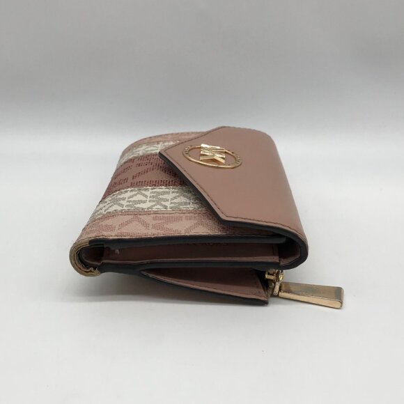 Michael Kors Carmen Ballet Pink Coated Canvas & Leather Trifold Wallet - Picture 3 of 10